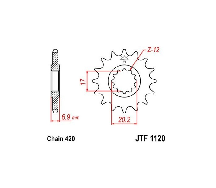 PION JT 1120 de acero con 12 dientes